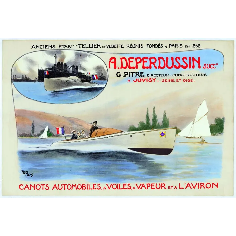 Canots Deperdussin Juvisy Rudaux automobiles voiles - Publicité vintage
