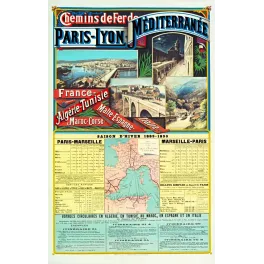 PLM Paris-Lyon-Méditerranée hiver 1889 Algérie Tunisie - Publicité vintage