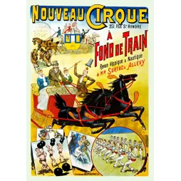 Nouveau Cirque À Fond de Train revue hippique Surtac Allevy - Publicité vintage