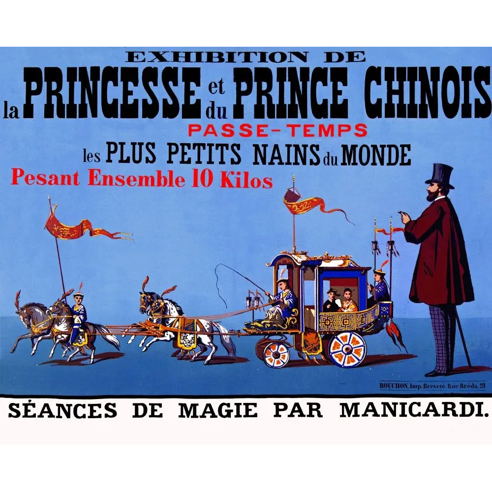 Exhibition Prince Princesse Chinois nains magie Manicardi Rouchon - Publicité vintage Exhibition Prince Princesse Chinois nains magie Manicardi Rouchon - Publicité vintage