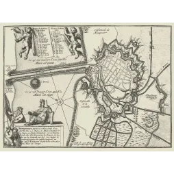 Plan Dunkerque place forte Pays-Bas XVIIe bastions - Carte ancien