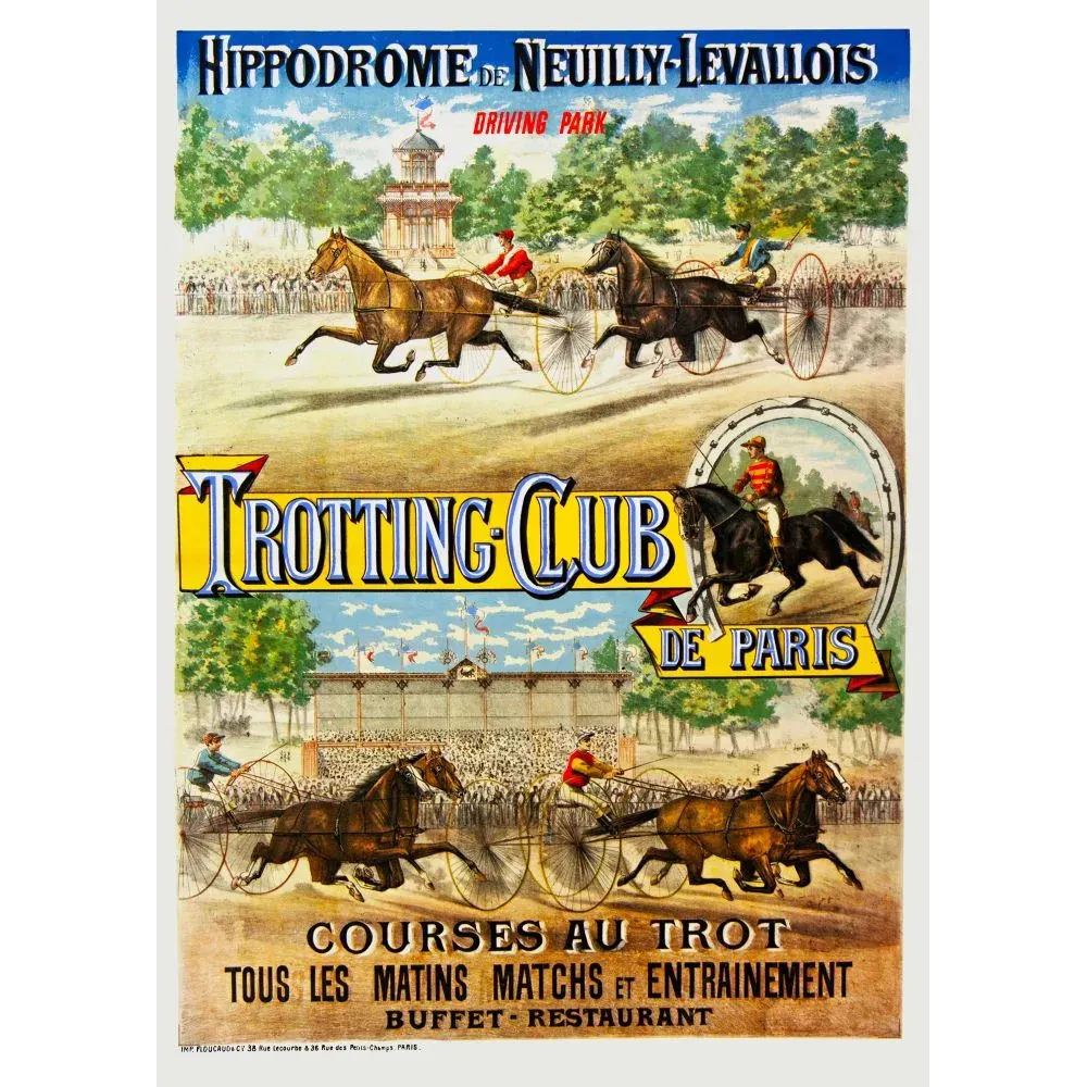 Trotting-Club Paris Hippodrome Neuilly-Levallois courses trot - Publicité vintage Trotting-Club Paris Hippodrome Neuilly-Levallois courses trot - Publicité vintage