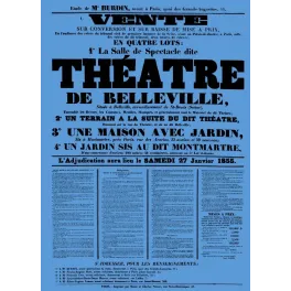 Vente Théâtre Belleville Paris adjudication 1855 - Document ancien