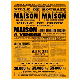 Vente maisons Roubaix Croix licitation 1946 Me Six - Document ancien