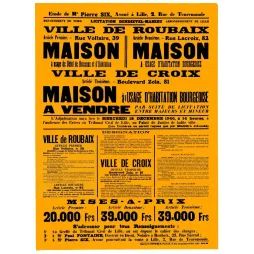 Vente maisons Roubaix Croix licitation 1946 Me Six - Document ancien