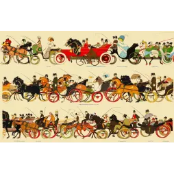 Défilé automobiles équipages Bois de Boulogne 1900 - Publicité vintage