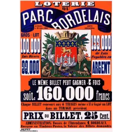 Loterie Parc Bordelais Bordeaux 1864 armoiries - Publicité vintage
