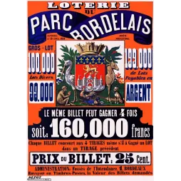 Loterie Parc Bordelais Bordeaux 1864 armoiries - Publicité vintage