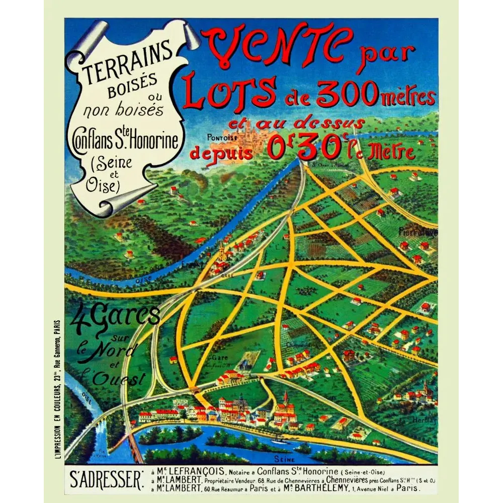 Vente terrains Conflans-Sainte-Honorine Seine-Oise - Publicité vintage