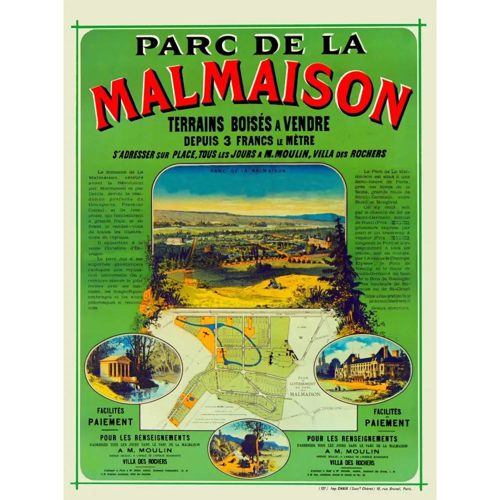 Parc Malmaison terrains boisés vente Chaix - Publicité vintage