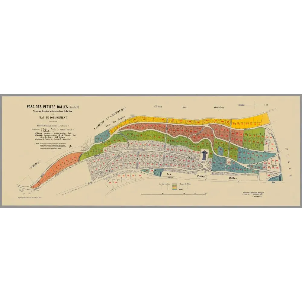 Petites Dalles Seine-Inférieure plan lotissement couleurs 1876 - Carte ancien Petites Dalles Seine-Inférieure plan lotissement couleurs 1876 - Carte ancien