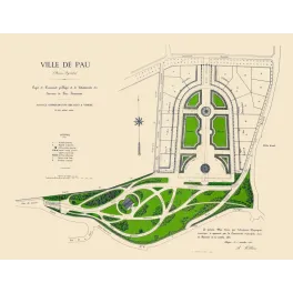 Pau Parc Beaumont promenade publique plan Killian 1885 - Carte ancien