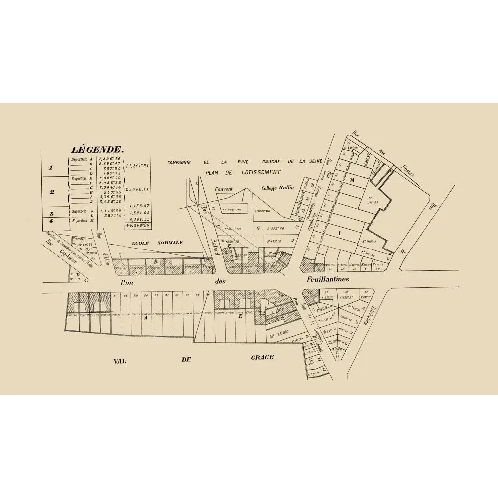 Plan Lotissement Rive Gauche Seine Collège Rollin Paris - Carte ancien Plan Lotissement Rive Gauche Seine Collège Rollin Paris - Carte ancien