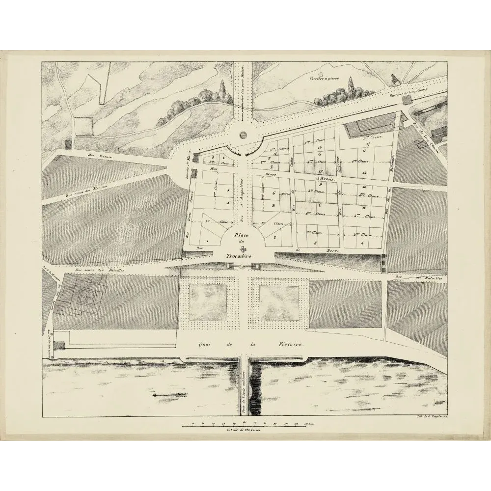 Plan Château Trompette Bordeaux 1817 Place Trocadéro - Carte ancien
