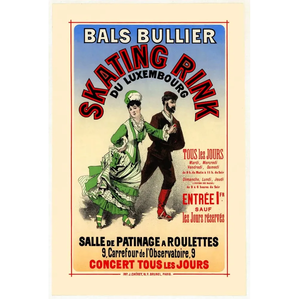 Bals Bullier Skating Rink Luxembourg Paris 1876 - Publicité vintage