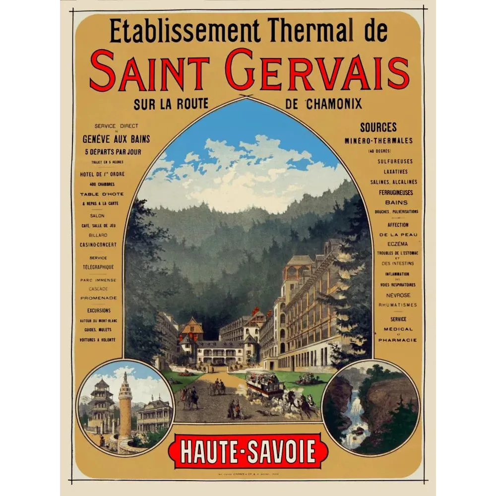 Établissement Thermal Saint-Gervais Haute-Savoie Chéret - Publicité vintage Établissement Thermal Saint-Gervais Haute-Savoie Chéret - Publicité vintage
