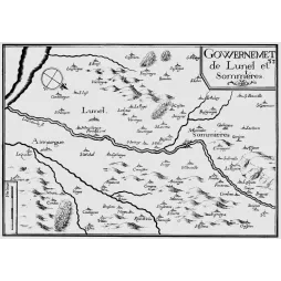 Carte Lunel Sommières Tassin 1636 Languedoc XVIIe - Carte ancien