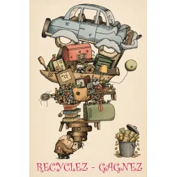 Recyclez Gagnez Affiche Recyclage Humoristique 1970 - Publicité vintage