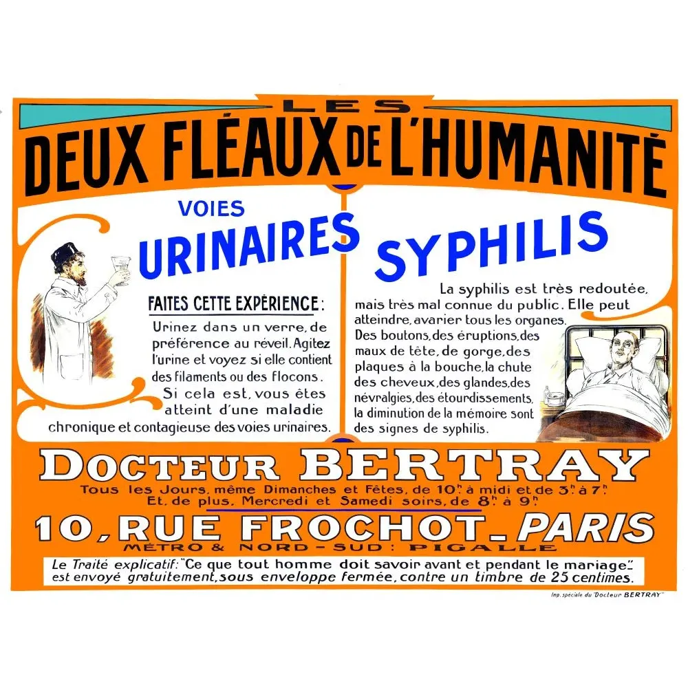 Deux Fléaux Humanité Docteur Bertray Paris Syphilis - Publicité vintage