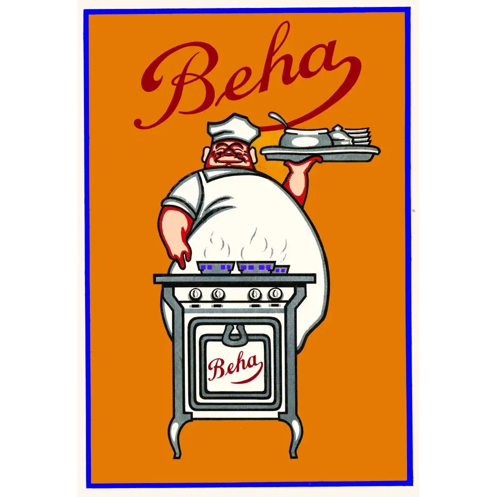 Cuisinière Beha Cuisinier Fourneau - Publicité vintage Cuisinière Beha Cuisinier Fourneau - Publicité vintage