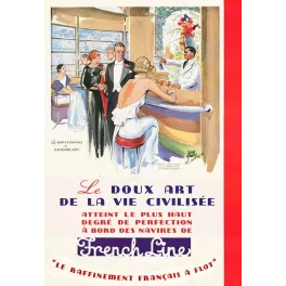 French Line Champlain Treidler Art Déco - Publicité vintage