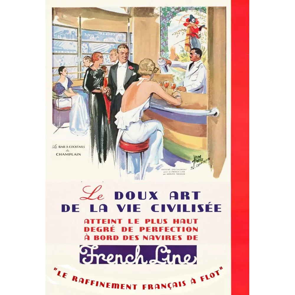 French Line Champlain Treidler Art Déco - Publicité vintage French Line Champlain Treidler Art Déco - Publicité vintage