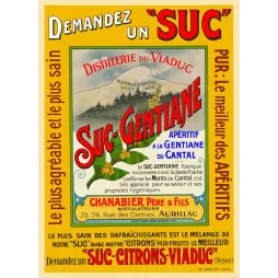 Suc Gentiane Cantal Aurillac 1910 - Publicité vintage