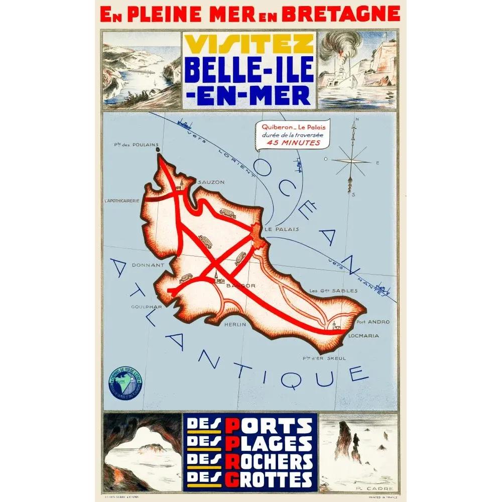 Belle-Île-en-Mer Bretagne Tourisme P. Cadre - Publicité vintage