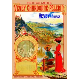 Funiculaire Vevey Chardonne Pélerin Suisse - Publicité vintage