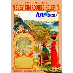 Funiculaire Vevey Chardonne Pélerin Suisse - Publicité vintage
