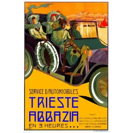 Automobile Trieste Abbazia S. Glax Adriatique - Publicité vintage