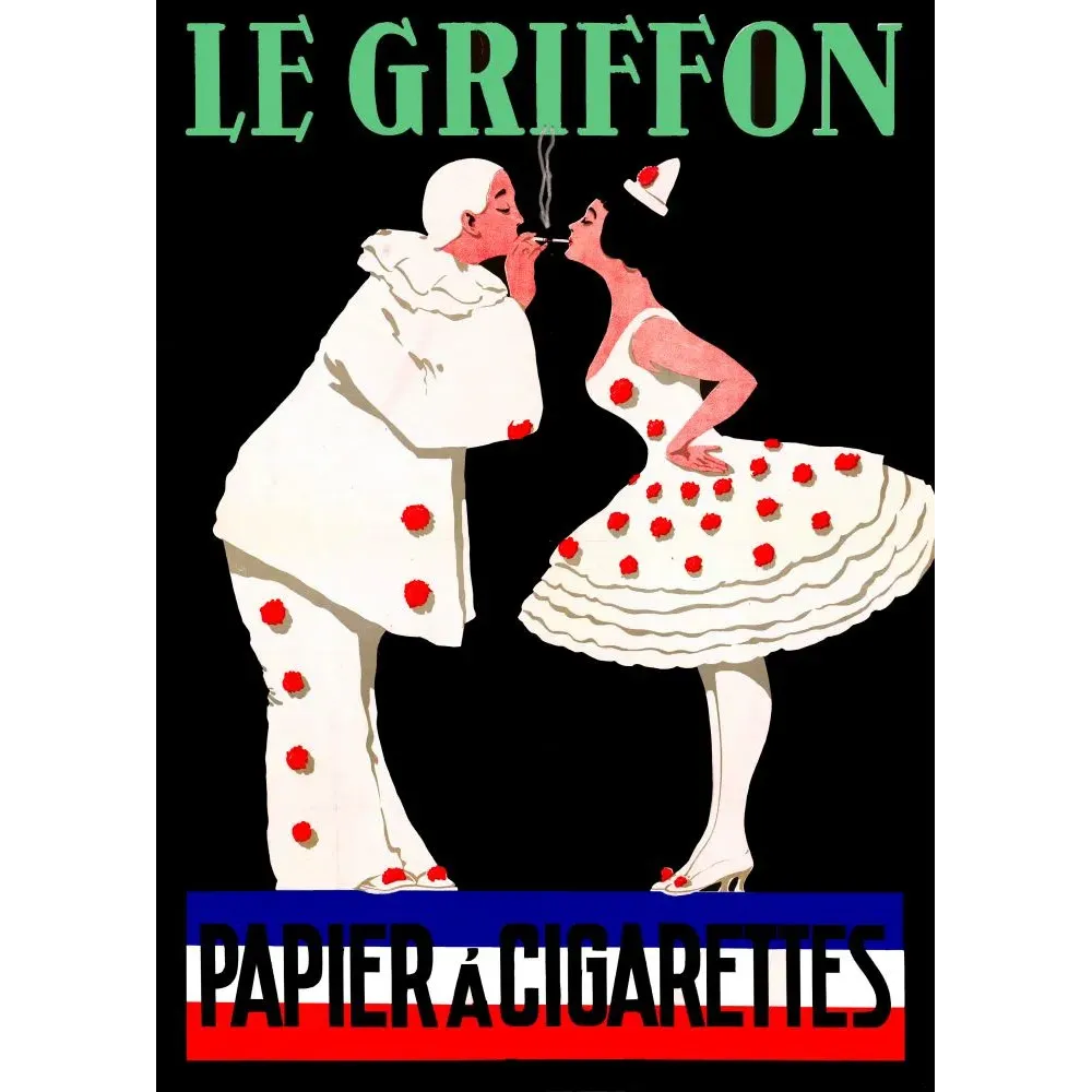 Le Griffon Papier Cigarettes Pierrot Colombine - Publicité vintage Le Griffon Papier Cigarettes Pierrot Colombine - Publicité vintage