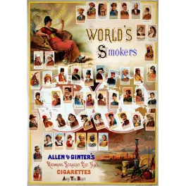 World's Smokers Allen Ginter Richmond Cigarettes - Publicité vintage