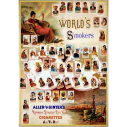 World's Smokers Allen Ginter Richmond Cigarettes - Publicité vintage