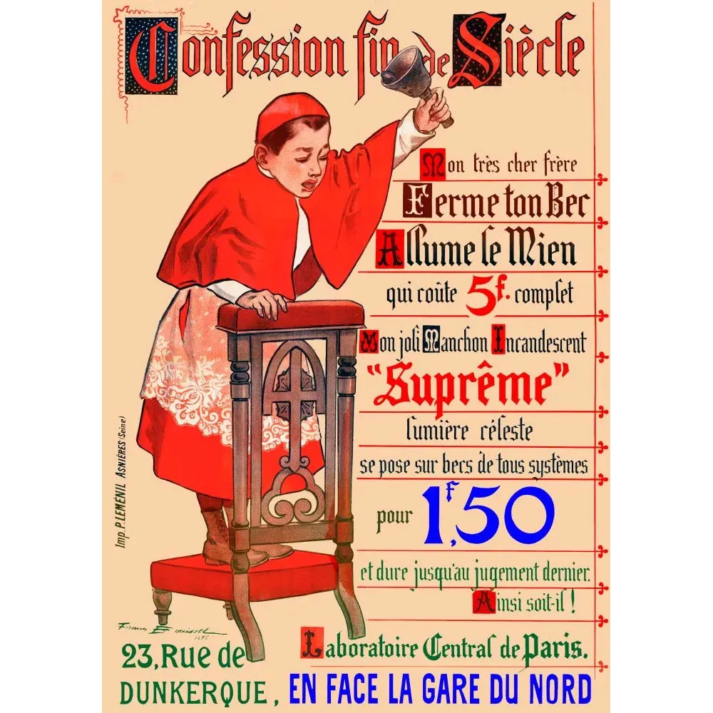 Manchon Suprême Bouisset Enfant de Chœur Paris - Publicité vintage Manchon Suprême Bouisset Enfant de Chœur Paris - Publicité vintage