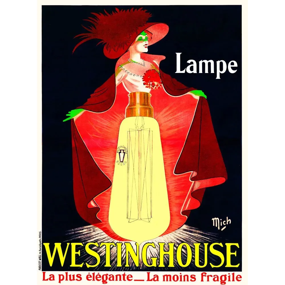 Lampe Westinghouse Mich femme élégante ampoule - Publicité vintage Lampe Westinghouse Mich femme élégante ampoule - Publicité vintage