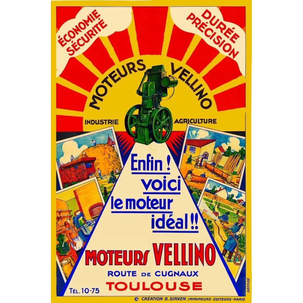 Moteurs Vellino Toulouse industrie agriculture Sirven - Publicité vintage Moteurs Vellino Toulouse industrie agriculture Sirven - Publicité vintage