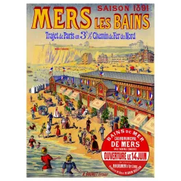 Mers-les-Bains 1891 Chemin de Fer du Nord plage casino - Publicité vintage
