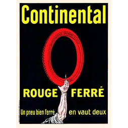 Pneu Continental Rouge Ferré Chaix fond noir - Publicité vintage