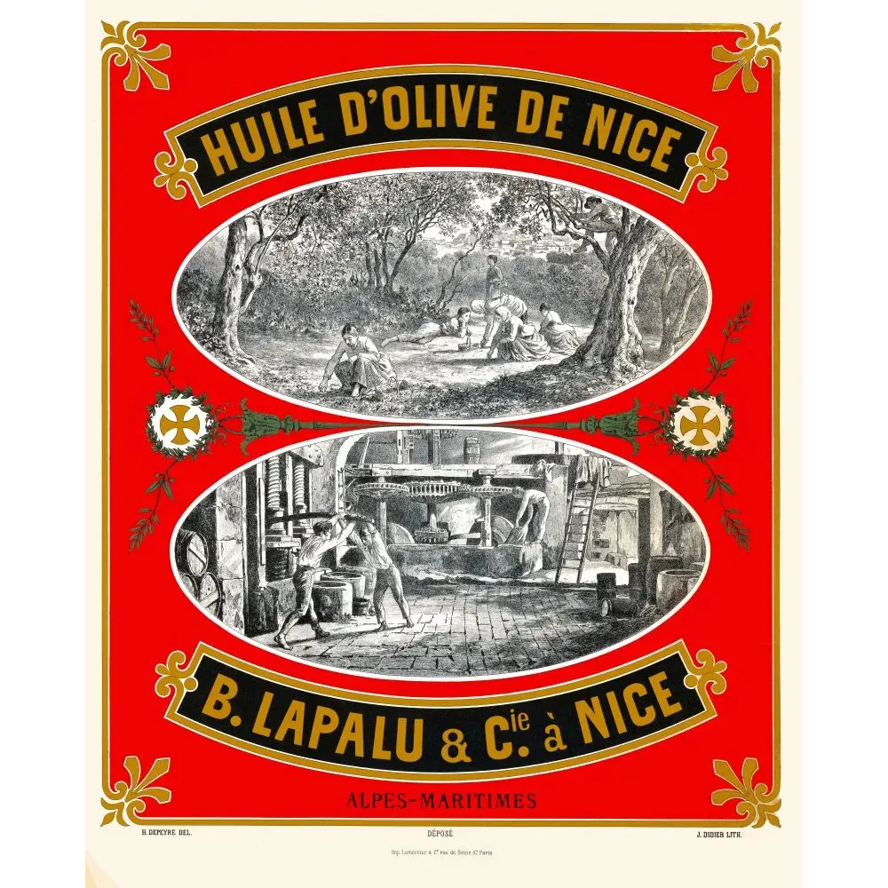 Huile d'Olive Nice Lapalu Depeyre Didier récolte pressoir - Publicité vintage