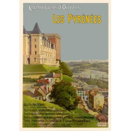 Pyrénées Chemins de Fer Orléans Hugo d'Alési château Pau - Publicité vintage