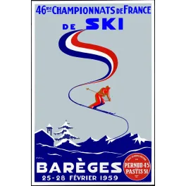 Championnats France Ski Barèges 1959 Mathieu tricolore - Publicité vintage