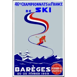 Championnats France Ski Barèges 1959 Mathieu tricolore - Publicité vintage