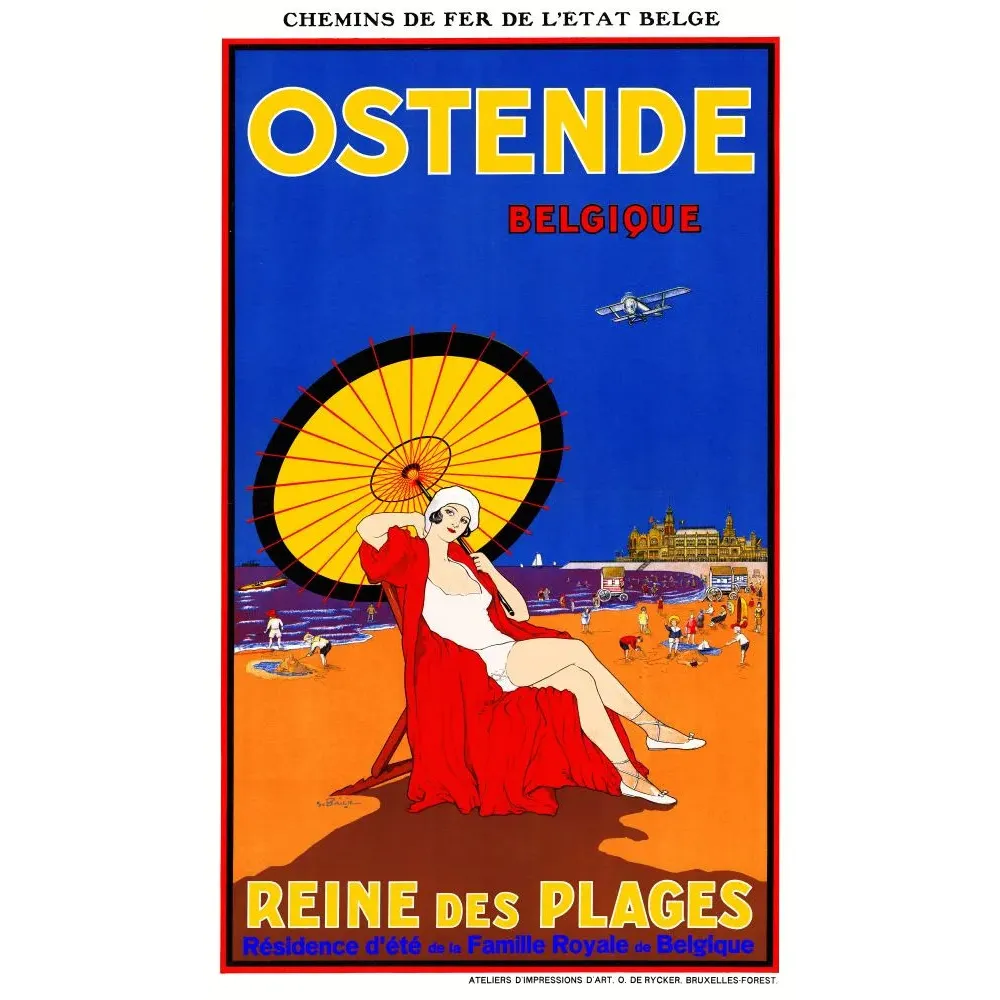 Ostende Reine des Plages Belgique Balit De Rycker - Publicité vintage Ostende Reine des Plages Belgique Balit De Rycker - Publicité vintage