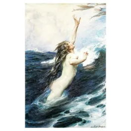 Ondine Vagues Herbert Draper peinture académique - Publicité vintage
