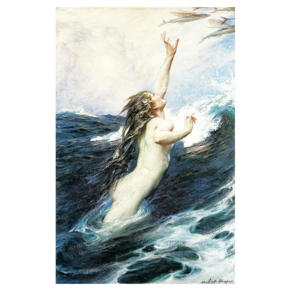Ondine Vagues Herbert Draper peinture académique - Publicité vintage Ondine Vagues Herbert Draper peinture académique - Publicité vintage