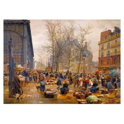 Marché Halles Paris peinture réaliste XIXe Baltard - Publicité vintage