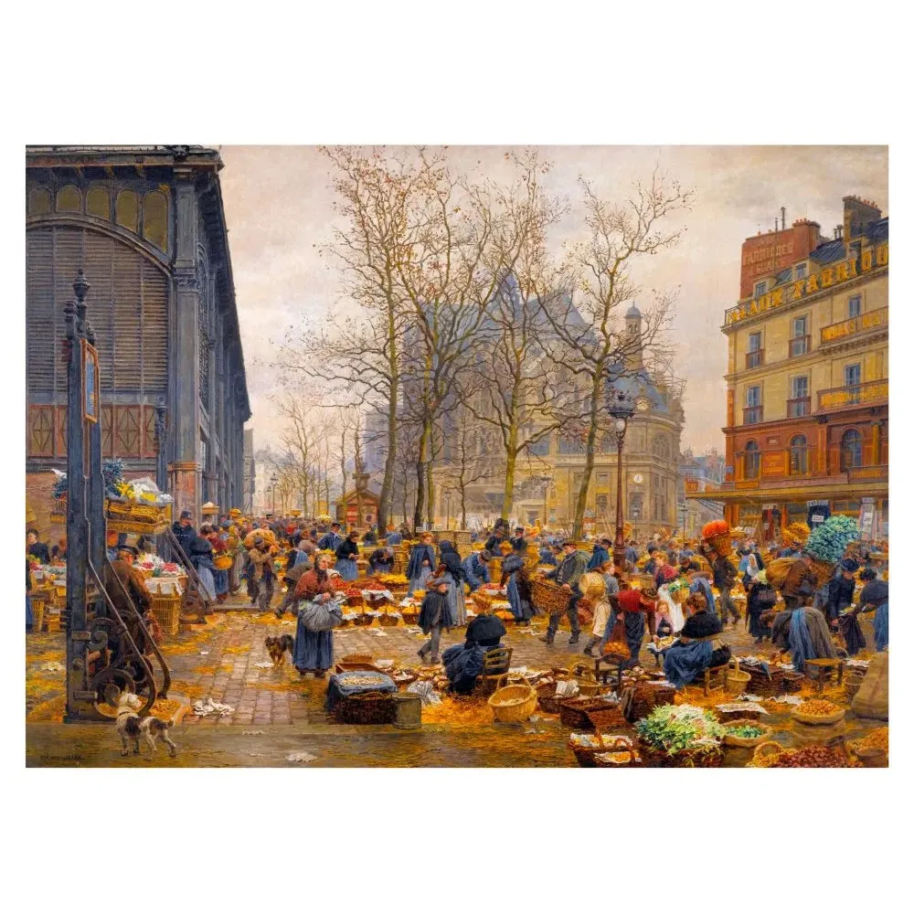 Marché Halles Paris peinture réaliste XIXe Baltard - Publicité vintage Marché Halles Paris peinture réaliste XIXe Baltard - Publicité vintage