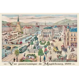 Vue Panoramique Magdebourg 1889 Allemagne - Document ancien