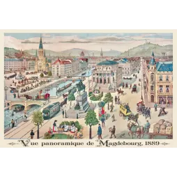 Vue Panoramique Magdebourg 1889 Allemagne - Document ancien